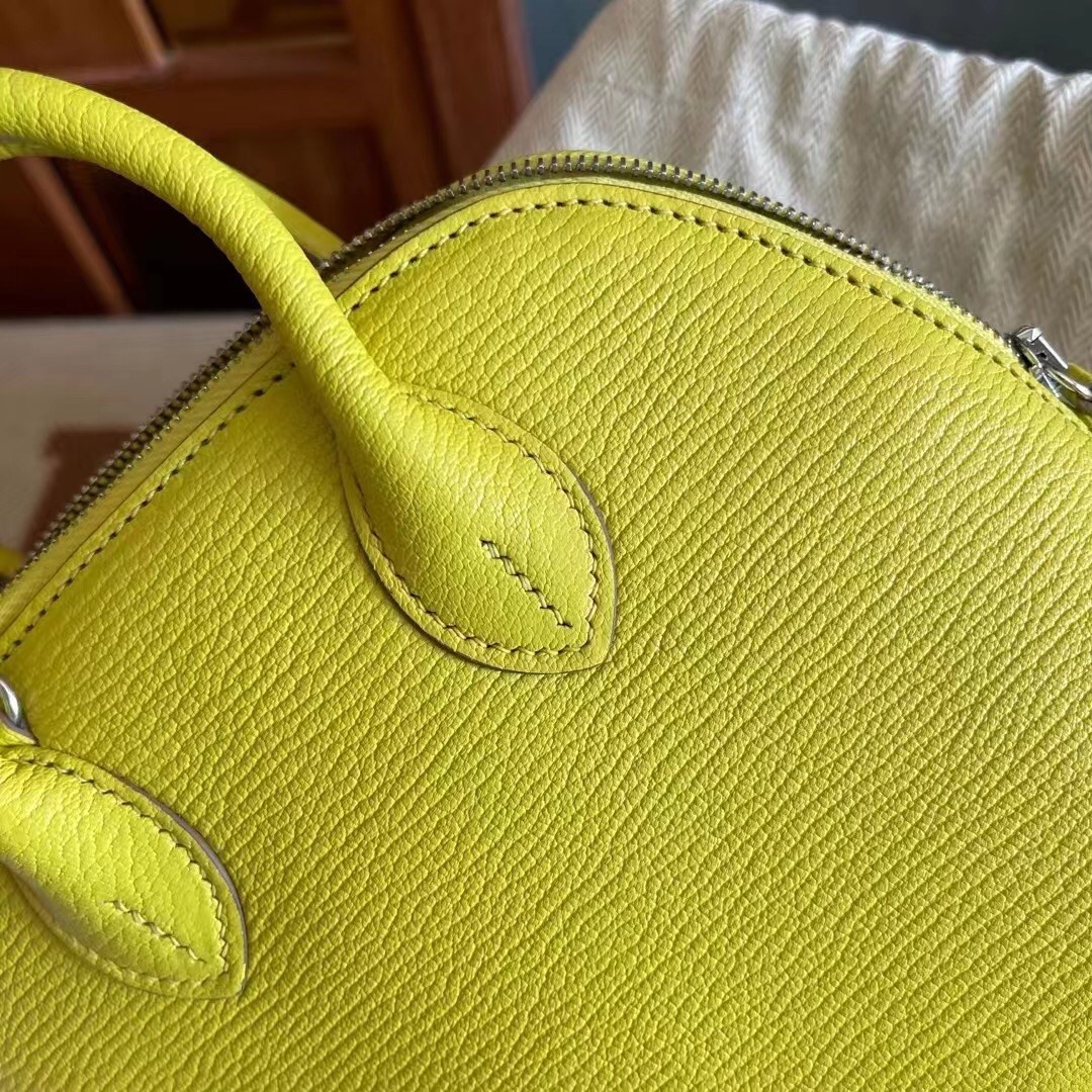 Hermes Bolide 1923 Mini Handbag Shoulder Bag In Yellow Evercolor Leather